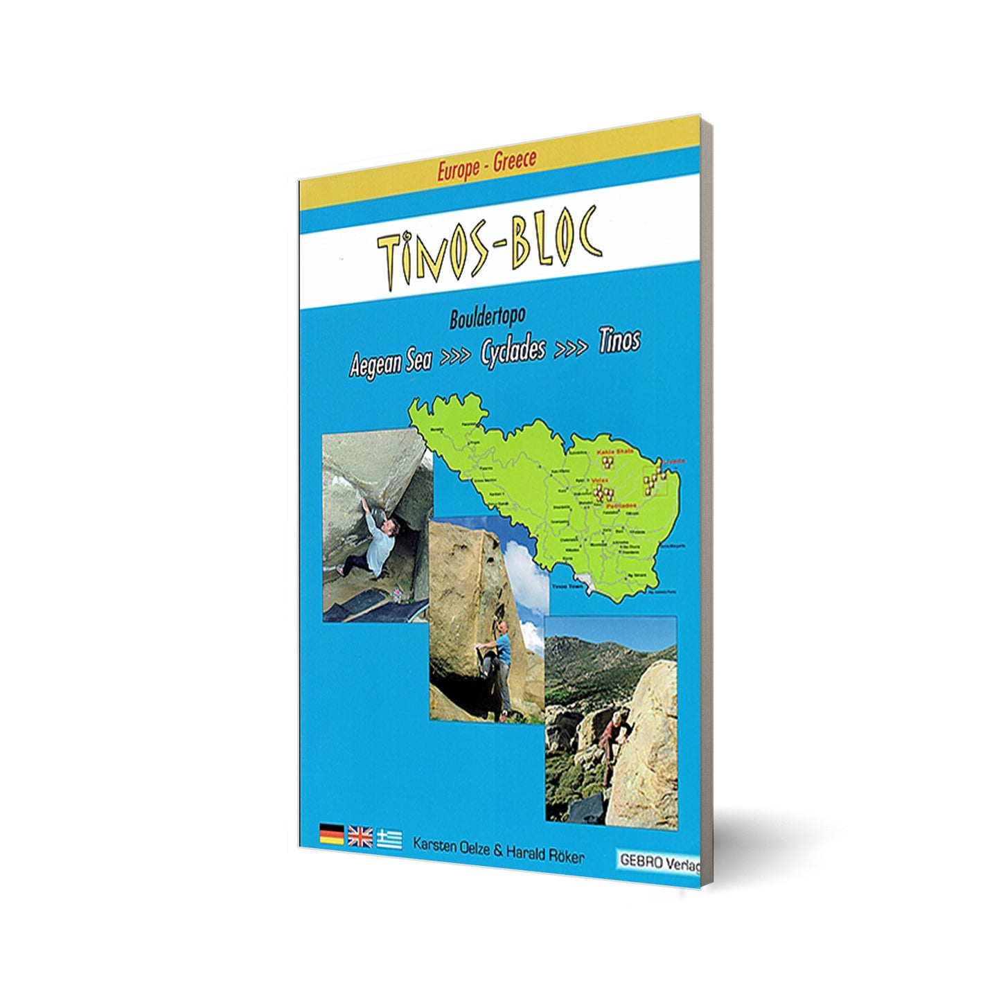 Tinos Bloc. Bouldertopo. Aegean sea. Cyclades Tinos