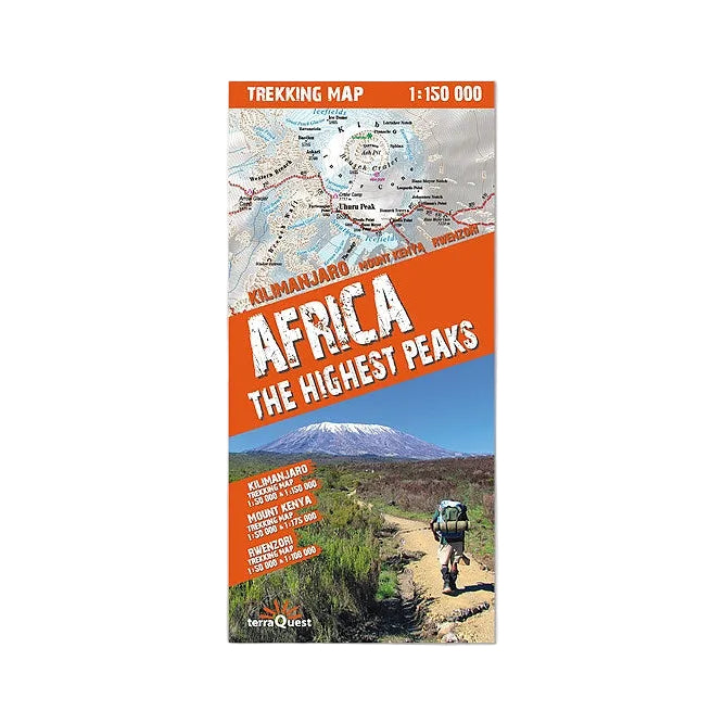 Afryka. Najwyższe szczyty. Laminowana mapa trekkingowa