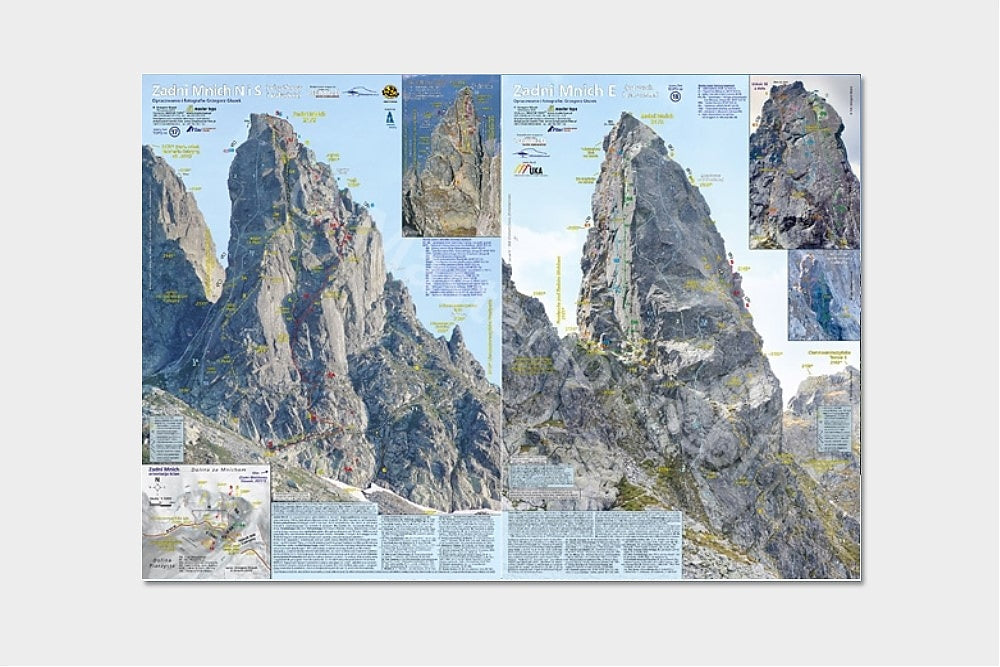 Zadni Mnich N-S oraz Zadni Mnich E. Mapa TOPO