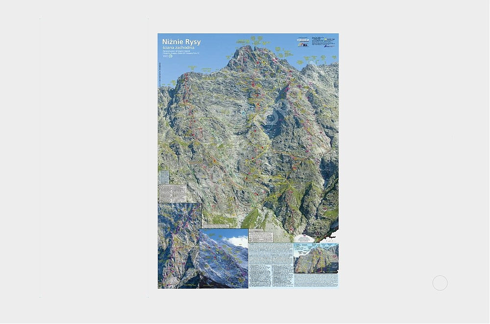 Niżnie Rysy. Ściana zachodnia. Mapa TOPO