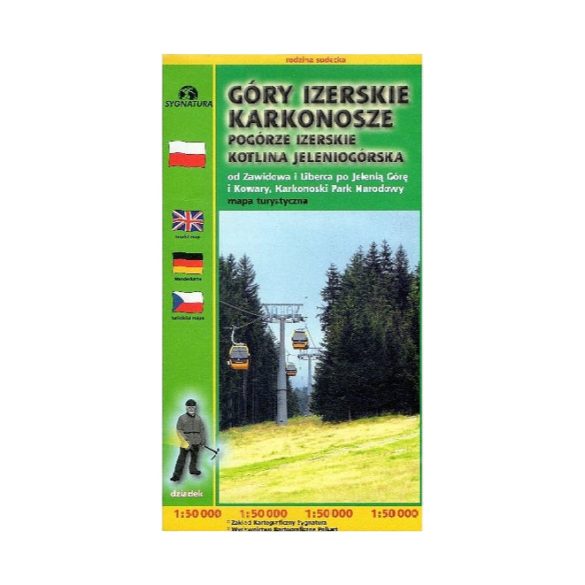 Góry Izerskie, Karkonosze, Pogórze Izerskie, Kotlina Jeleniogórska - mapa 1:50 000