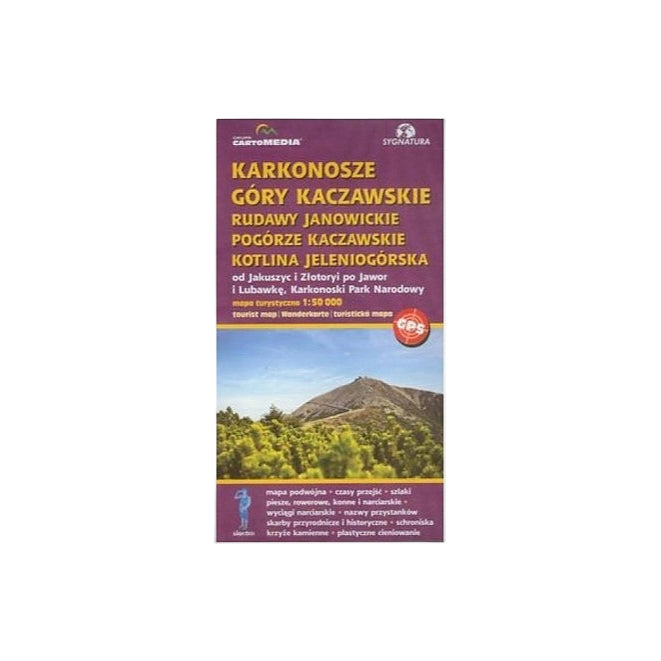 Karkonosze, Góry Kaczawskie, Rudawy Janowickie, Pogórze Kaczawskie, Kotlina Jeleniogórska - mapa 1:50 000