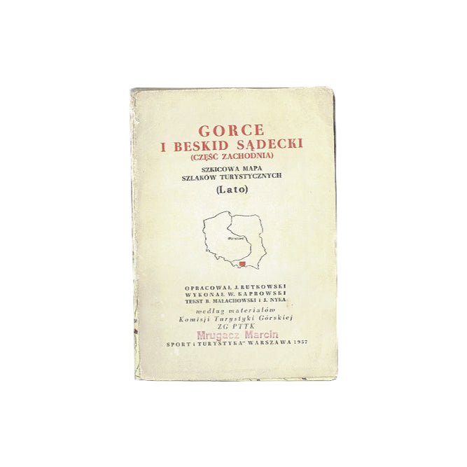 Gorce i Beskid Sądecki (część zachodnia). Szkicowa mapa szlaków turystyczne (Lato)