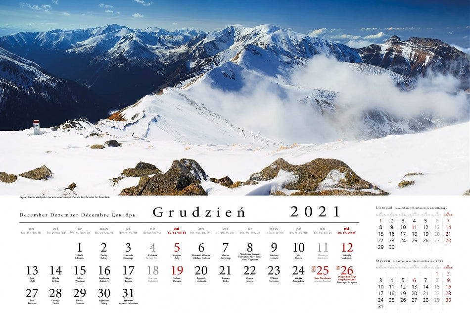 Kalendarz ścienny wieloplanszowy TATRY W PANORAMIE 2021