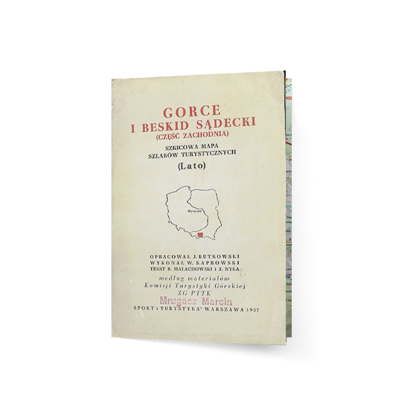 Gorce i Beskid Sądecki (część zachodnia). Szkicowa mapa szlaków turystyczne (Lato)