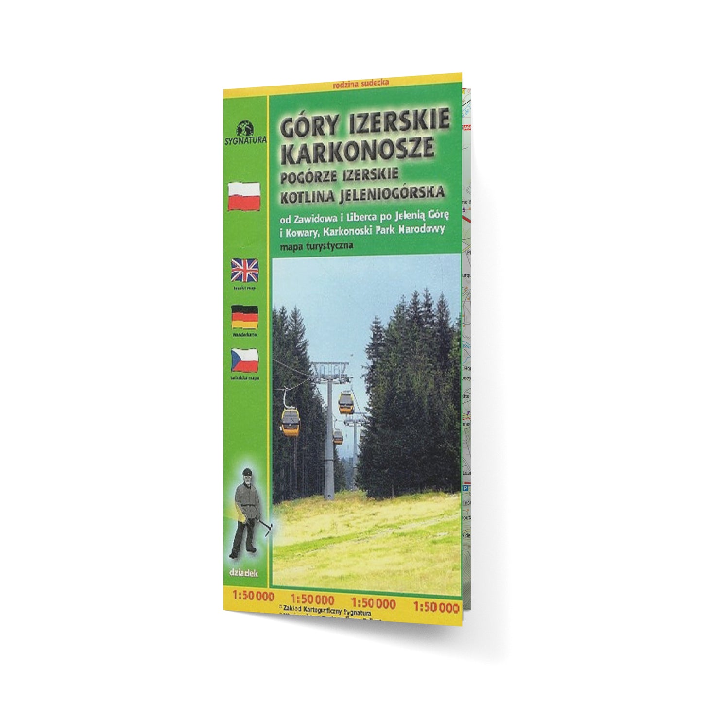 Góry Izerskie, Karkonosze, Pogórze Izerskie, Kotlina Jeleniogórska - mapa 1:50 000