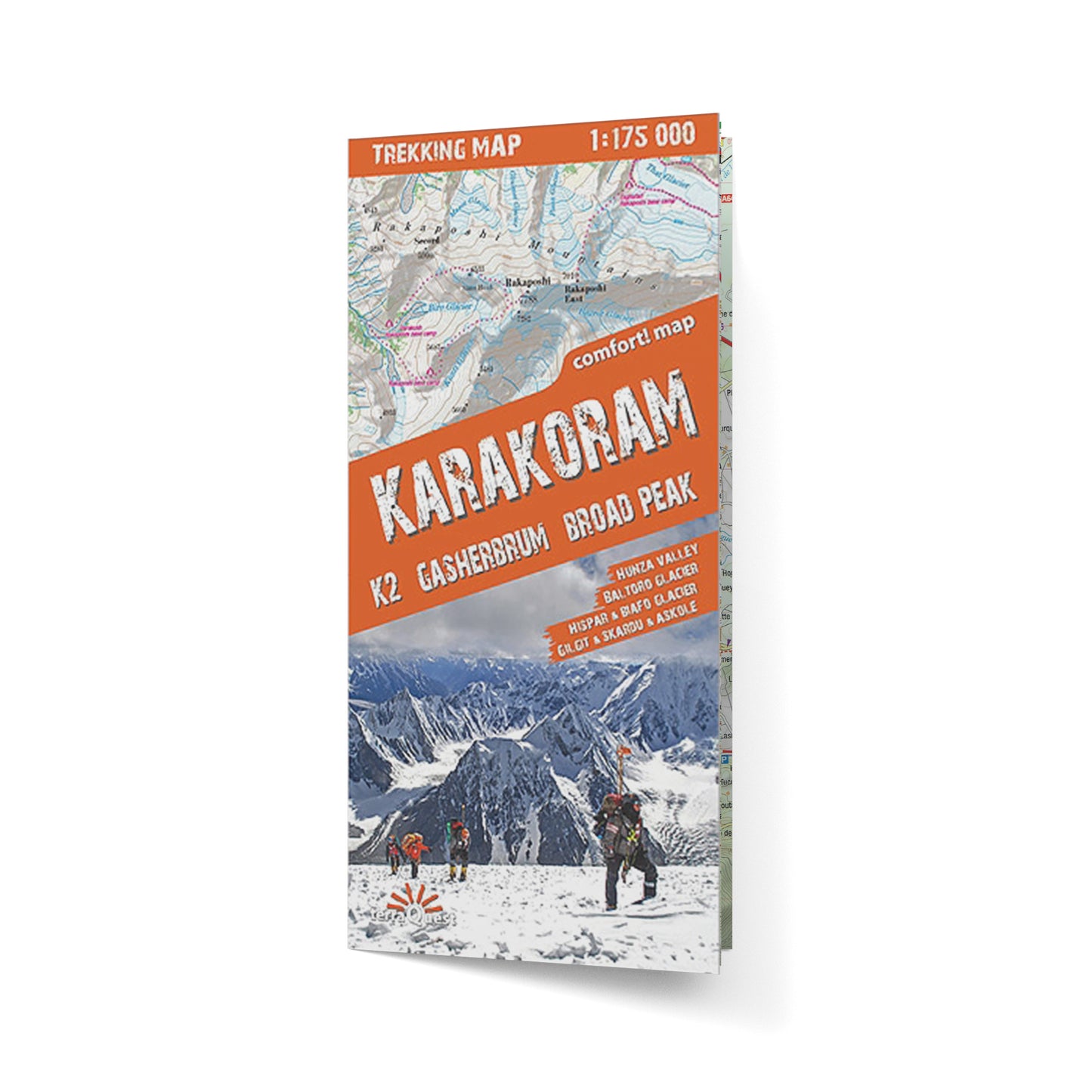 Karakorum, K2, Gasherbrum, Broad Peak. Laminowana mapa turystyczna