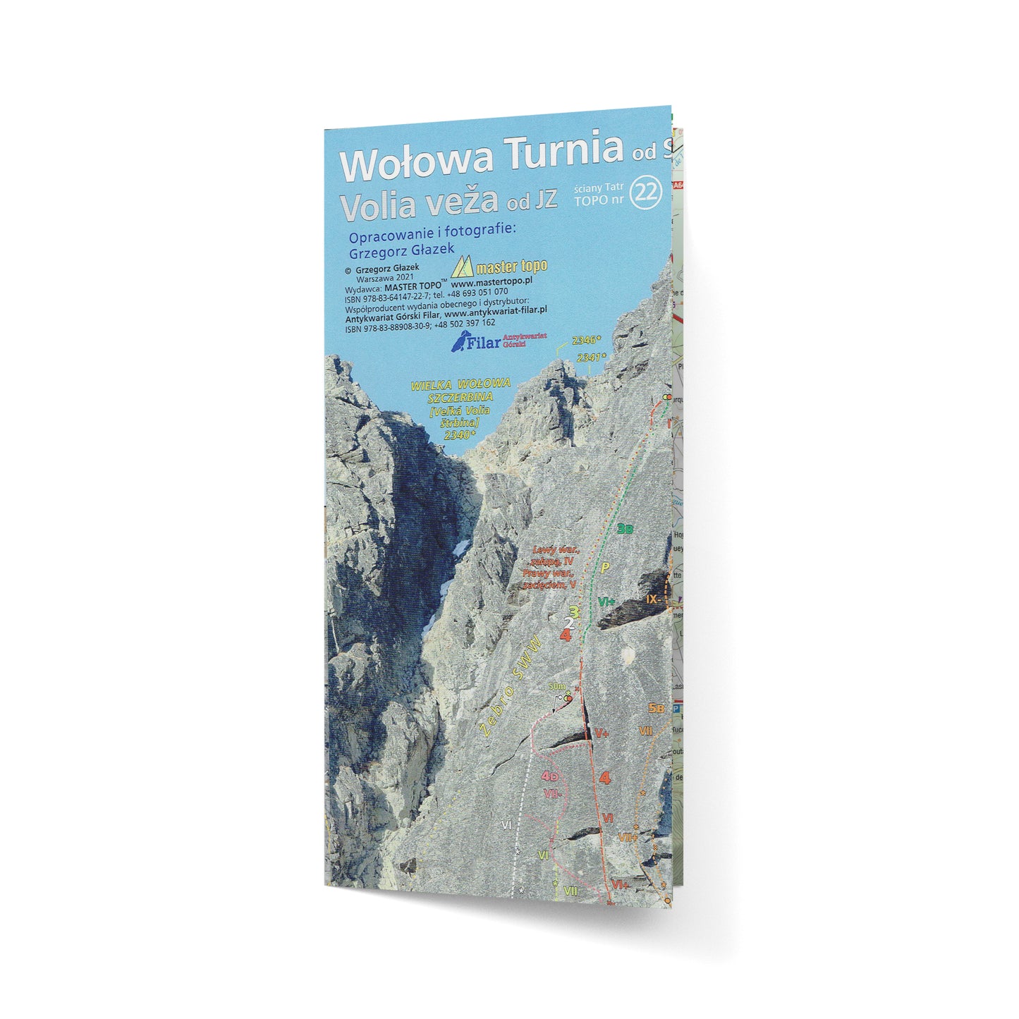 Wołowa Turnia ściana południowa Volia veža južna stena. Wołowa Turnia od SW Volia veža od JZ. Mapy TOPO