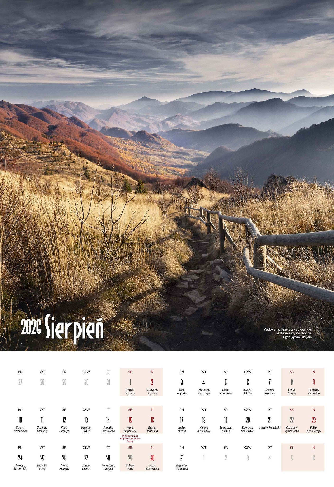Bieszczady. Kalendarz 2026